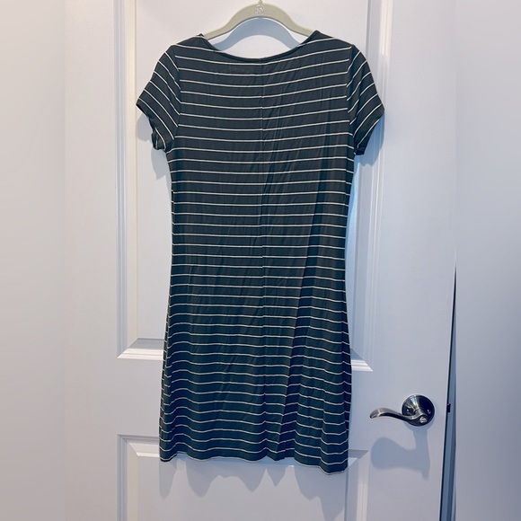 Aero Seriously Soft Army Green Striped Dress Size Small - Picture 2 of 9